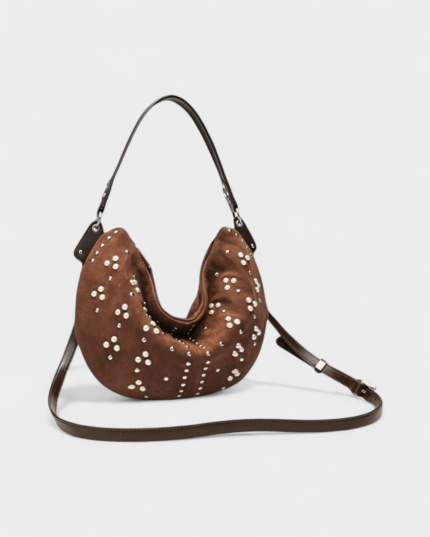 CORINA Studded Suede Shoulder Bag