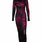 KAITHLYN Abstract-Print Long Sleeve Maxi Dress