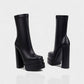 SOREYA Thick Heel Faux Leather Boots