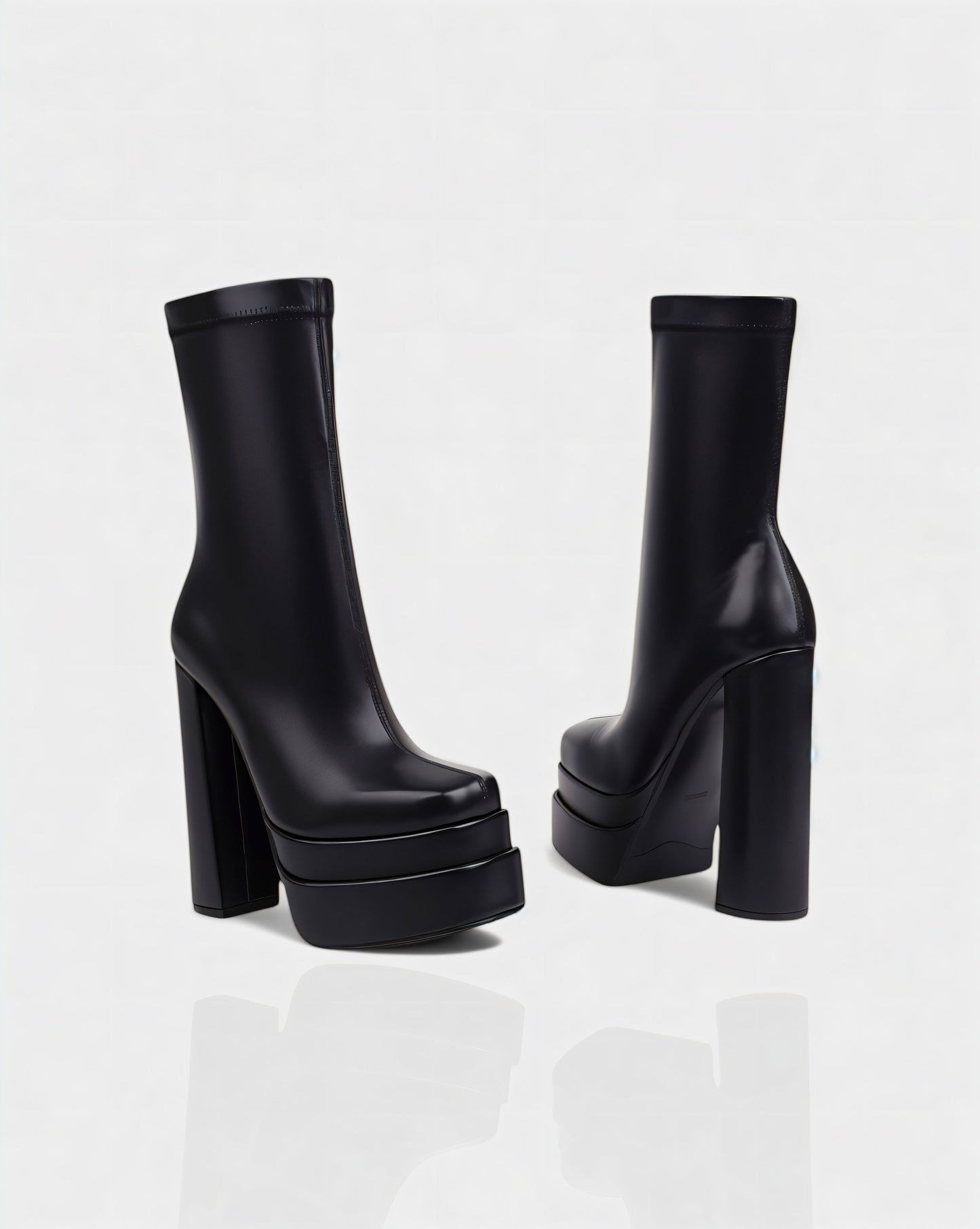 SOREYA Thick Heel Faux Leather Boots