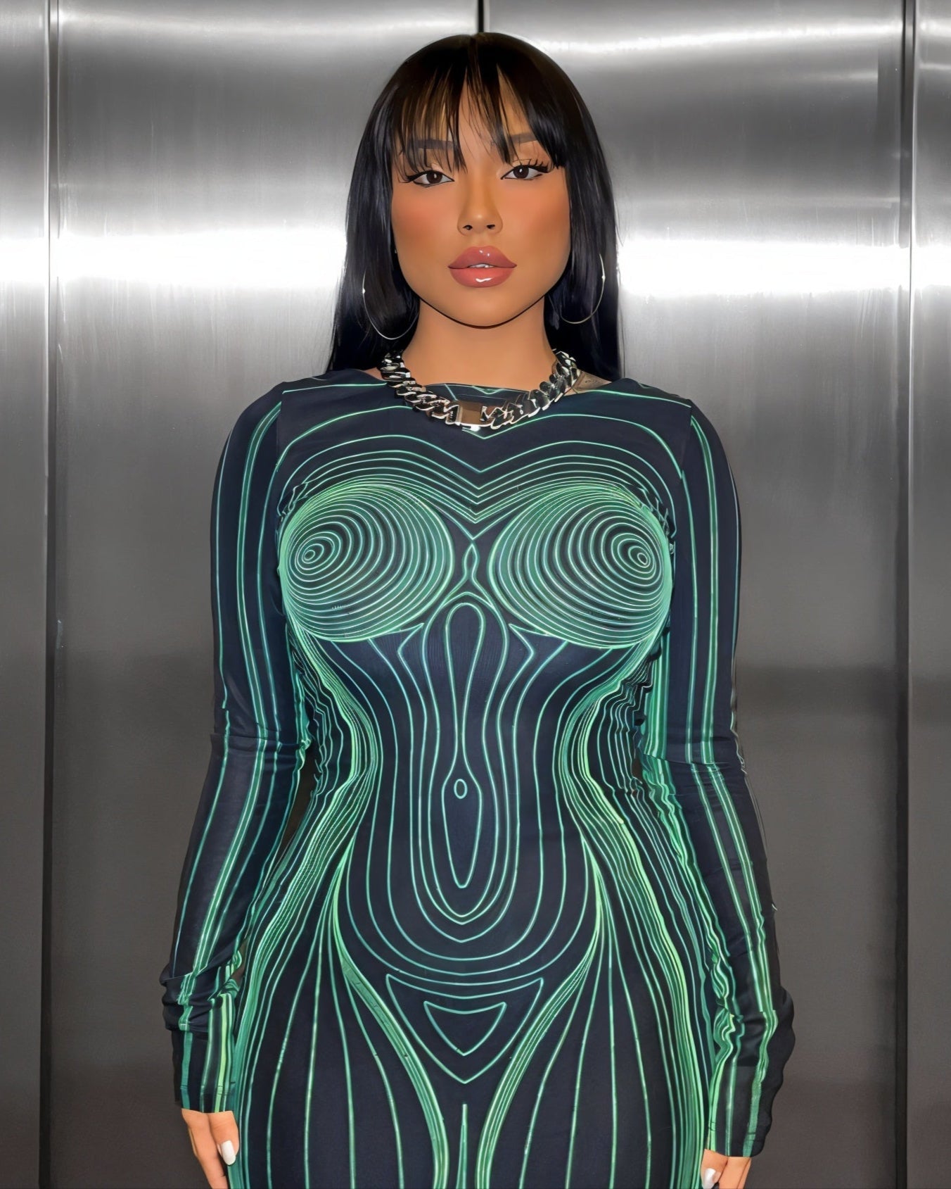 CARLA Backless Slim Round Neck Maxi Dress