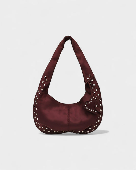 GELLA Heart Charm Studded Shoulder Bag