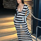 MELINA Striped Backless Maxi Dress
