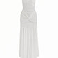 KAIRA Strapless Mesh Bandeau Maxi Dress With Front Slit