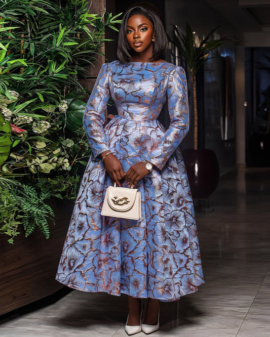 MIRASOL Long Sleeve Pleated Midi Dress