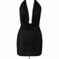 PERTINE Cowl Neck Mesh Mini Dress