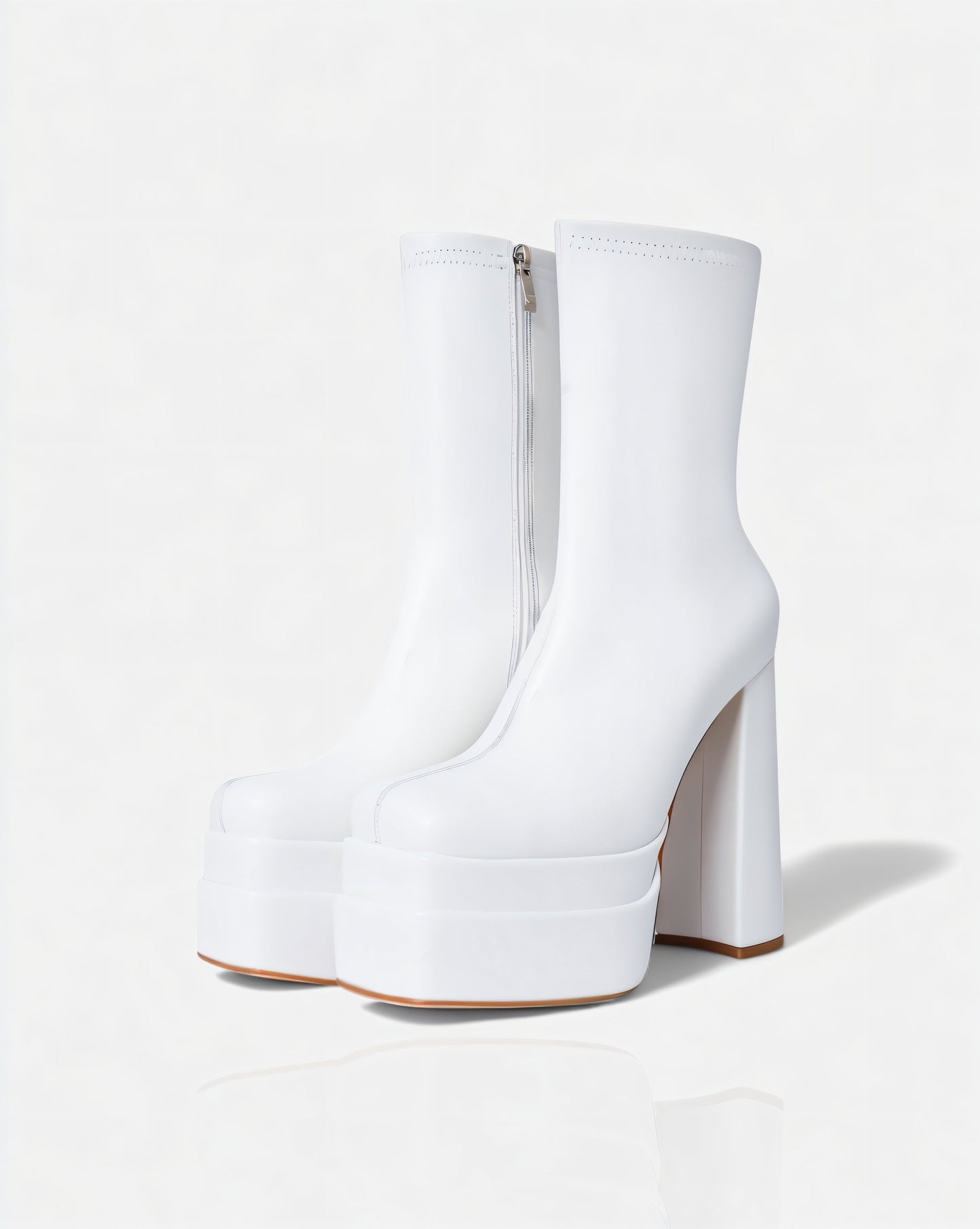 SOREYA Thick Heel Faux Leather Boots