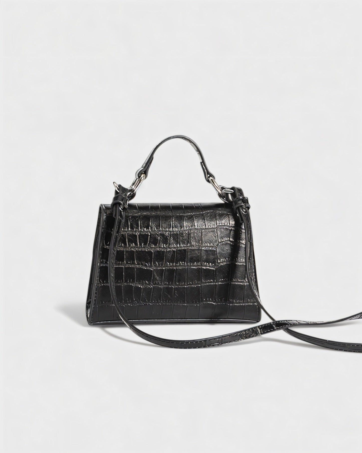 REGINE Mini Crocodile Embossed Rhinestone Handle Bag