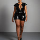 ANGELA Faux Leather Backless Romper