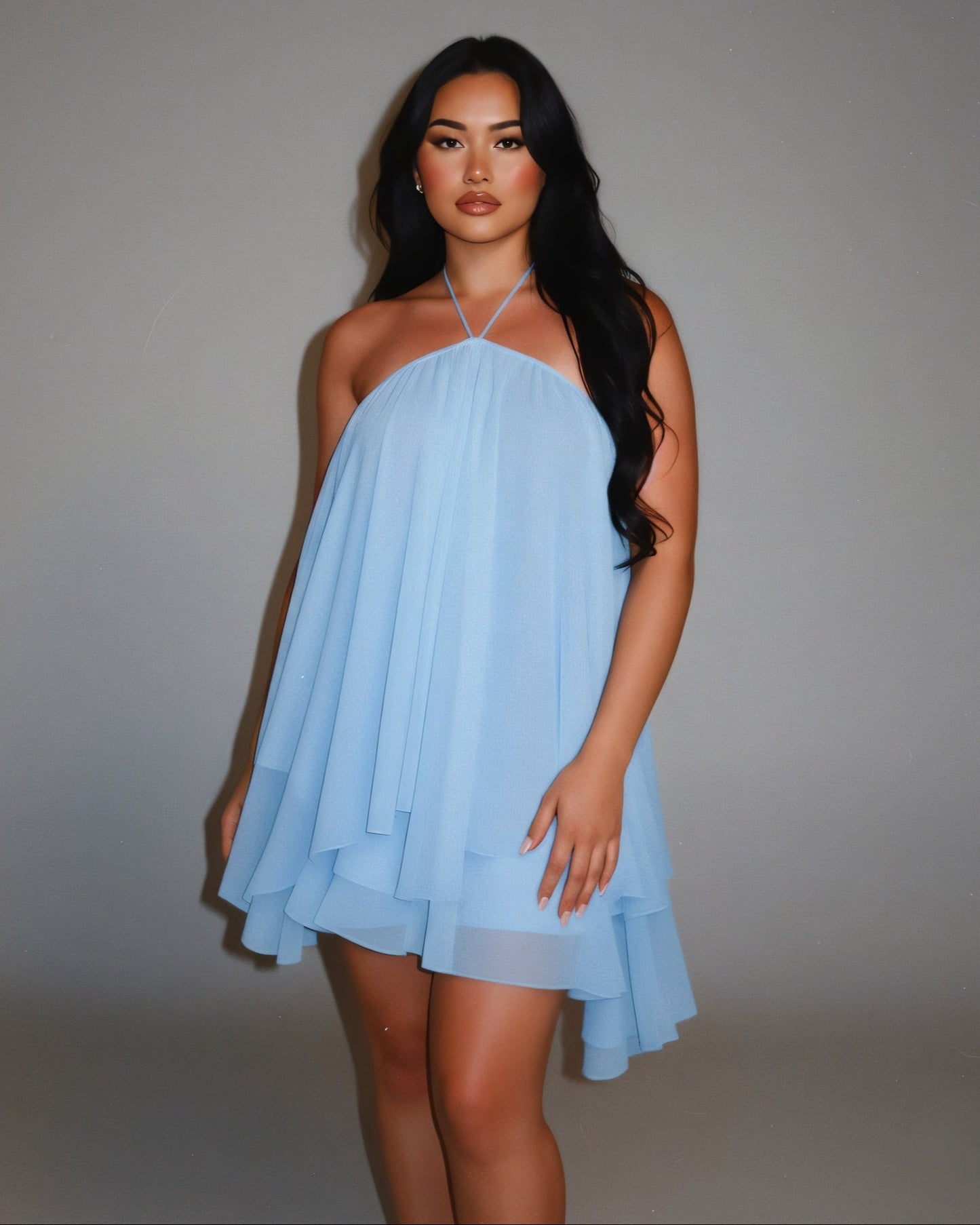 ZIANE Flowy Halter Mini Dress