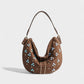 MADIE Turquoise Embellished Brown Suede Hobo Bag