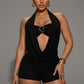 CHANE Halter Draped Romper & Buckle Bralette Set