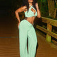 NAYELI Heart-Shaped Buckled Top & Pant Set