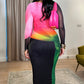 FLEUR Gradient Multi-Color Long Sleeve Maxi Dress
