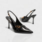 VALEN Patent Buckle Slingback Heels