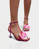 VIONA Orchid Bloom Ankle Strap Heels