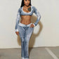 DANIELLE Washed Cropped Top & Flared Pants Set