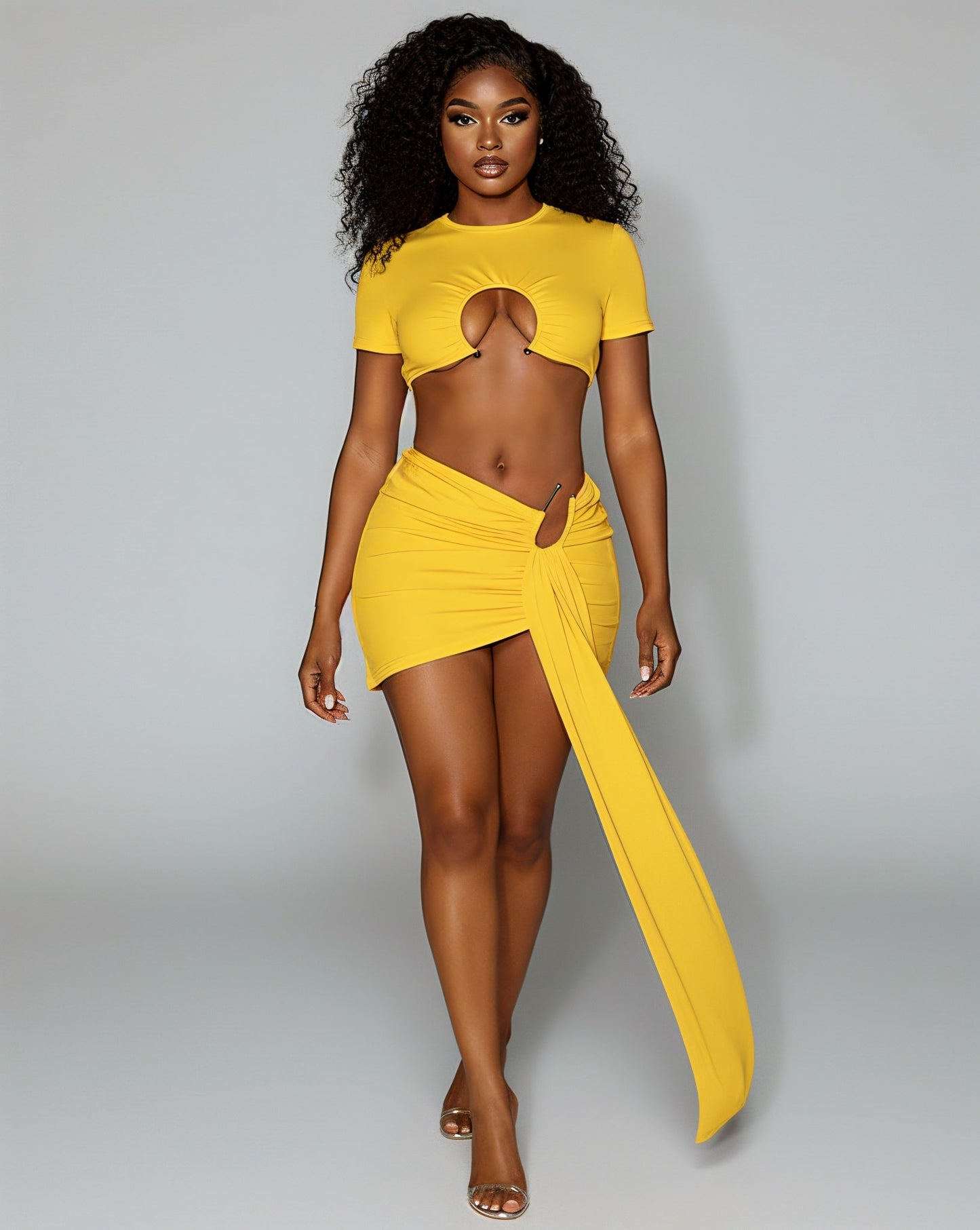 AUREN Ring Detail Crop Top & Skirt Set