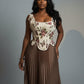 MASINA Floral Print Corset & Pleated Maxi Skirt Set