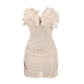 KAYALI Pearl & Rhinestone Embellished Feather Mini Dress