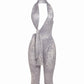 RISSA Plunge Halter Cutout Jumpsuit