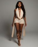 AVERILL Halter Top & Side Draped Shorts Set