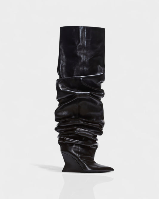 ELOURA Slouch Knee-High Wedge Heel Boots
