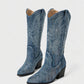 ALIANA Embroidered Denim Cowboy Boots