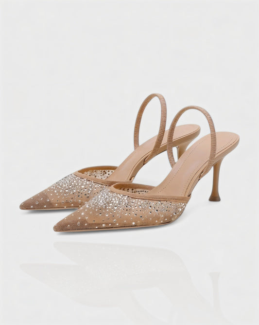 Sparkling Rhinestone Mesh Heels