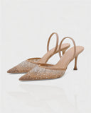 Sparkling Rhinestone Mesh Heels