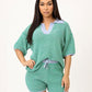 OLENNA Striped Knit Oversized Top &  Drawstring Short Set