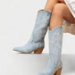 ALIANA Embroidered Denim Cowboy Boots