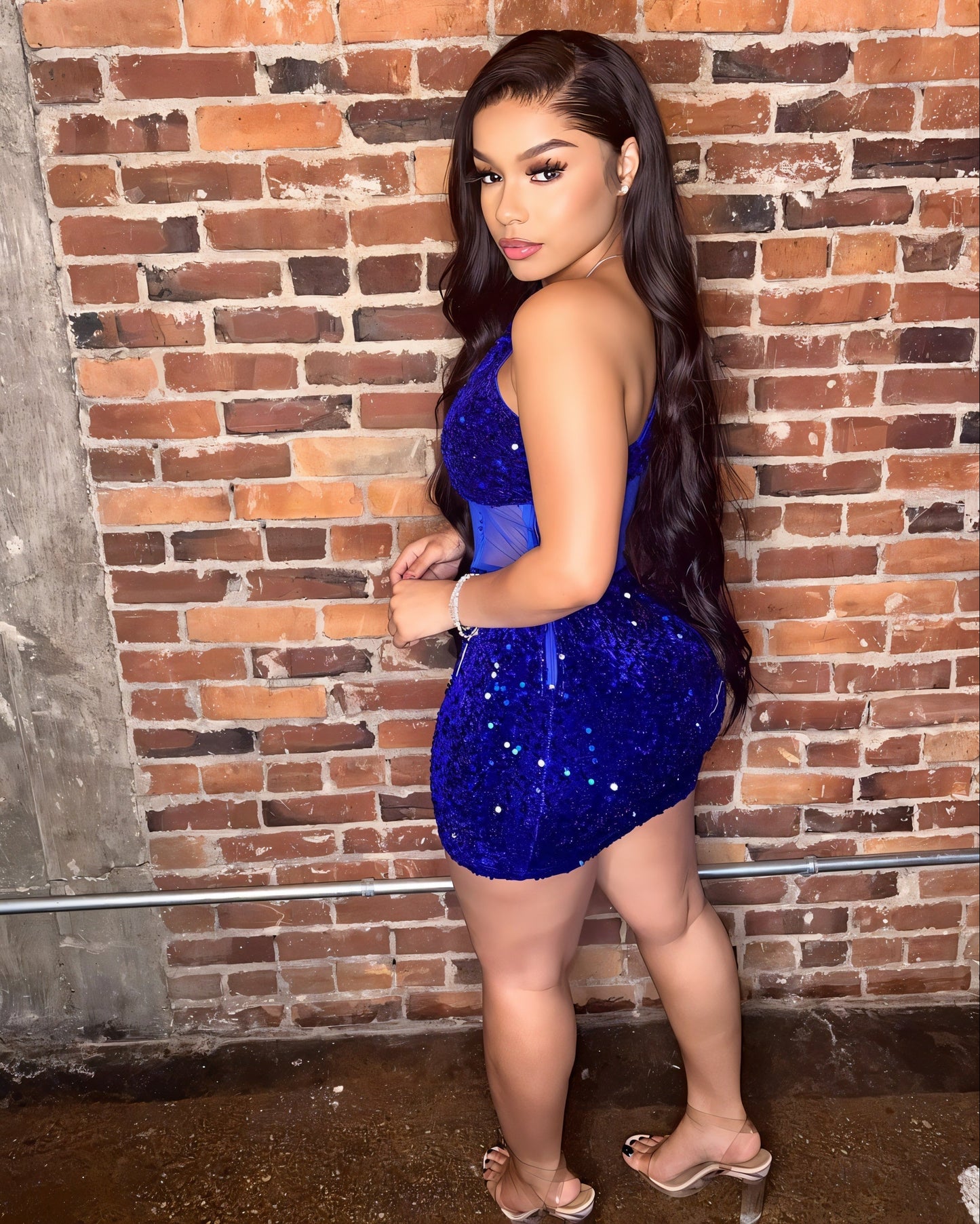 SARA One-shoulder Sequin Mini Dress