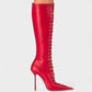 ESCAS Lace-Up Mesh Knee-High Stiletto Boots