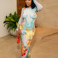 VANESSA Body Illusion Floral Print Maxi Dress