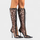 ESCAS Lace-Up Mesh Knee-High Stiletto Boots