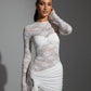 KIANA Lace Drape Mini Dress