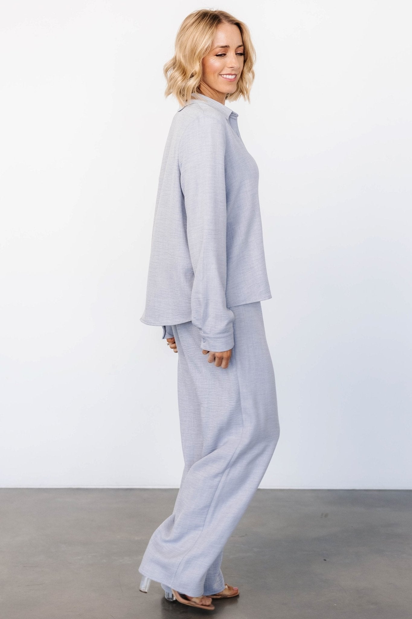 Tuscany Button Top | Blue Gray